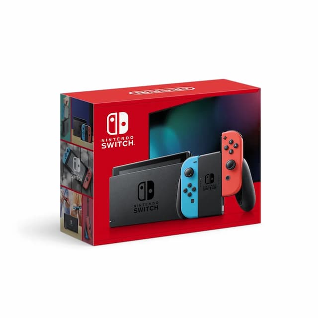 Nintendo Switch - Neon Blue + Neon Red Joy-Con + Games