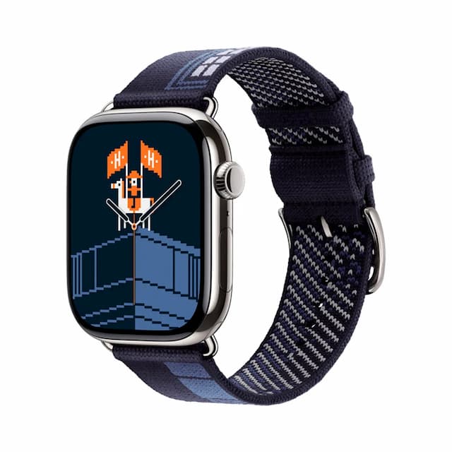 Apple Watch Hermès Series 11, Faubourg Party, Bleu Nuit
